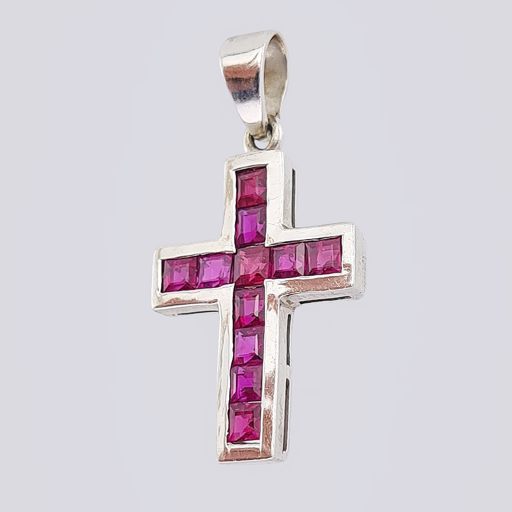 Крест с рубинами из золота 750 пробы