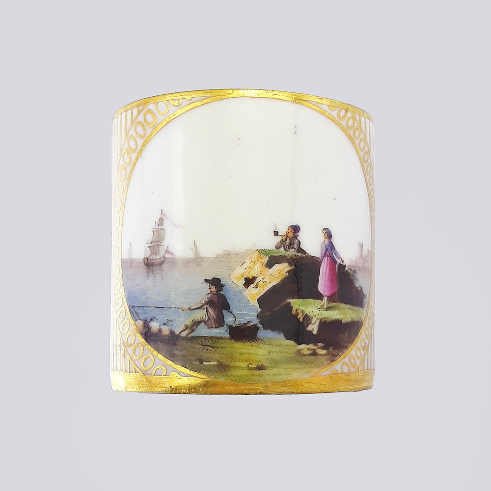 Чайная пара «Парусник в порту» 19 века (Неаполь)