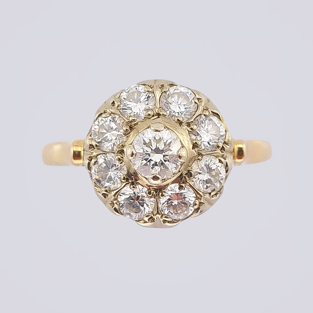 Кольцо-малина с бриллиантами из золото 585 пробы