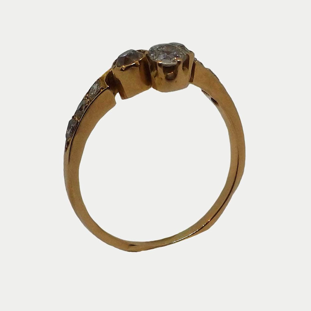 Кольцо с алмазами огранки «роза» из золота 56 пробы 19 века