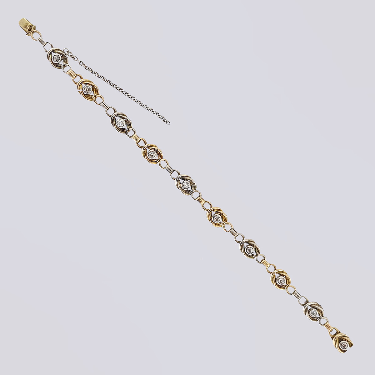 Браслет из двухцветного золота 56 пробы с бриллиантами (Российская Империя, 19 век)