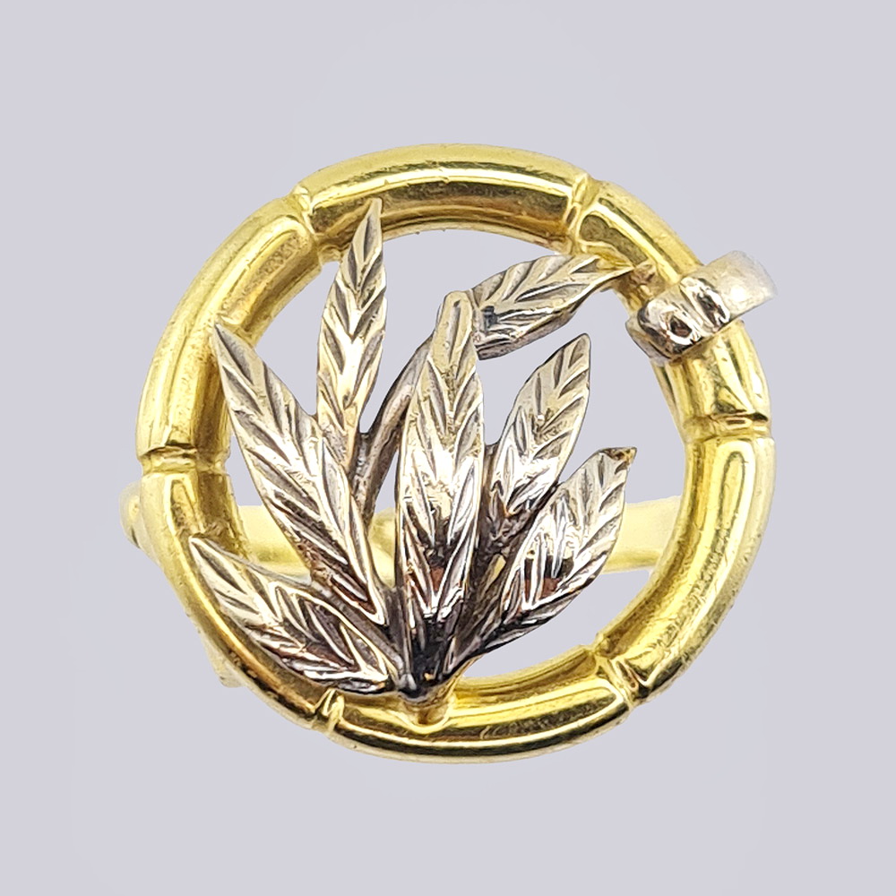 Кольцо золотое «Листья бамбука» (585 проба, СССР)