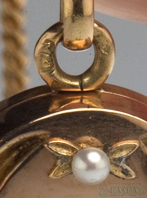 Подвеска «Подкова» с жемчугом из золота 56 пробы 19 века