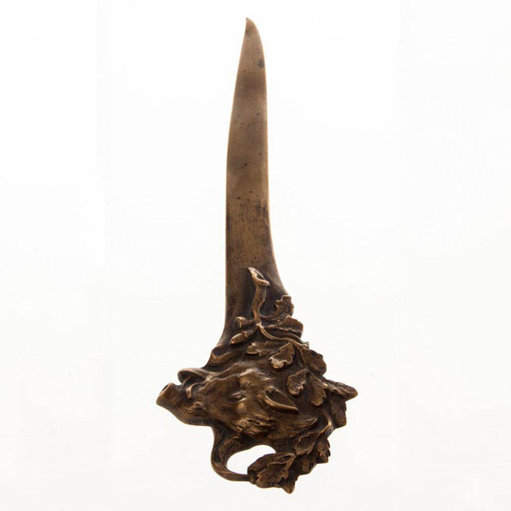 Нож для разрезания бумаги «Кабан» из бронзы 19 века