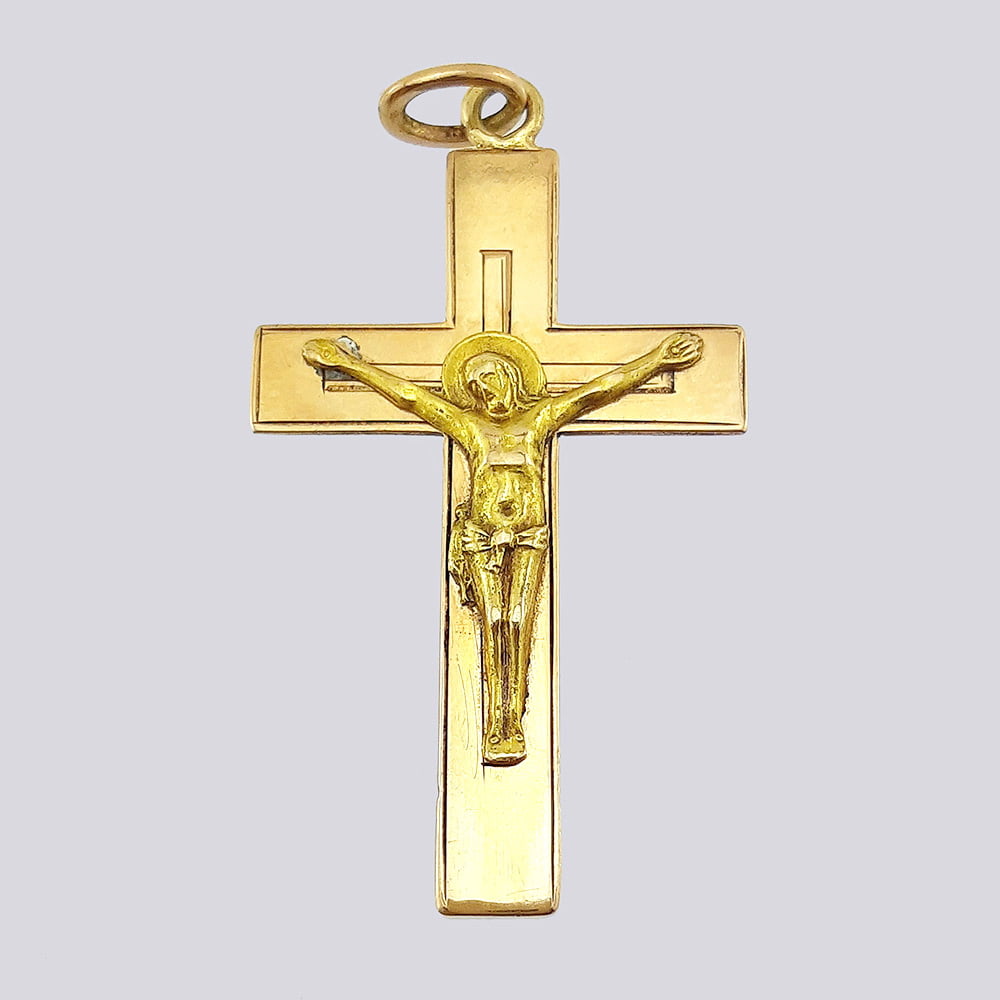 Православный нательный крестик из золота 56 пробы 19 века