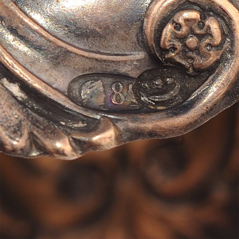 Солонка с ложечкой из серебра 84 пробы (Бр. Грачевы, XIX век)