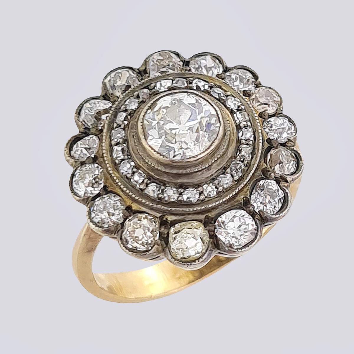 Кольцо из золота 56 пробы с бриллиантами старой огранки (18 размер)