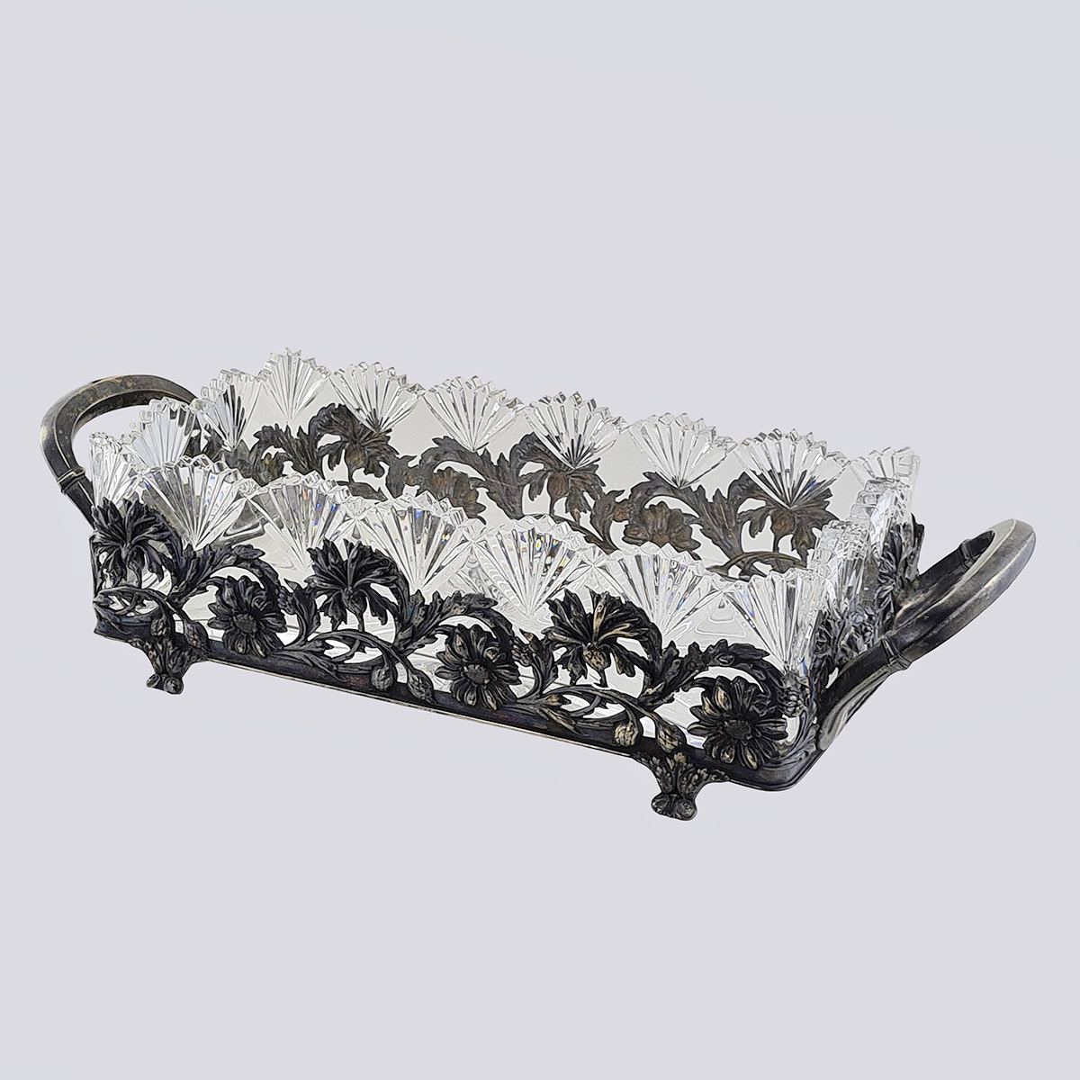 Ваза для фруктов хрусталь серебро 84 в стиле модерн 