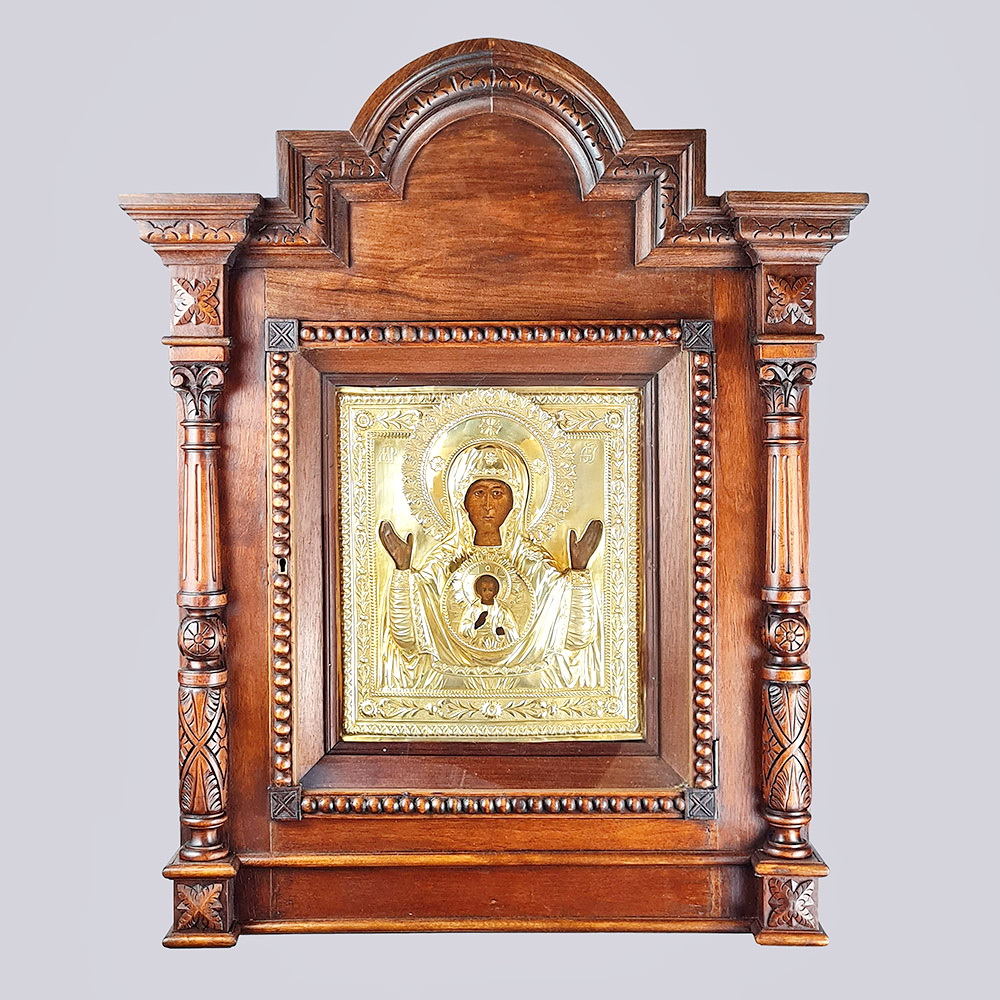 Икона «Знамение Пресвятой Богородицы» в серебряном окладе 19 века