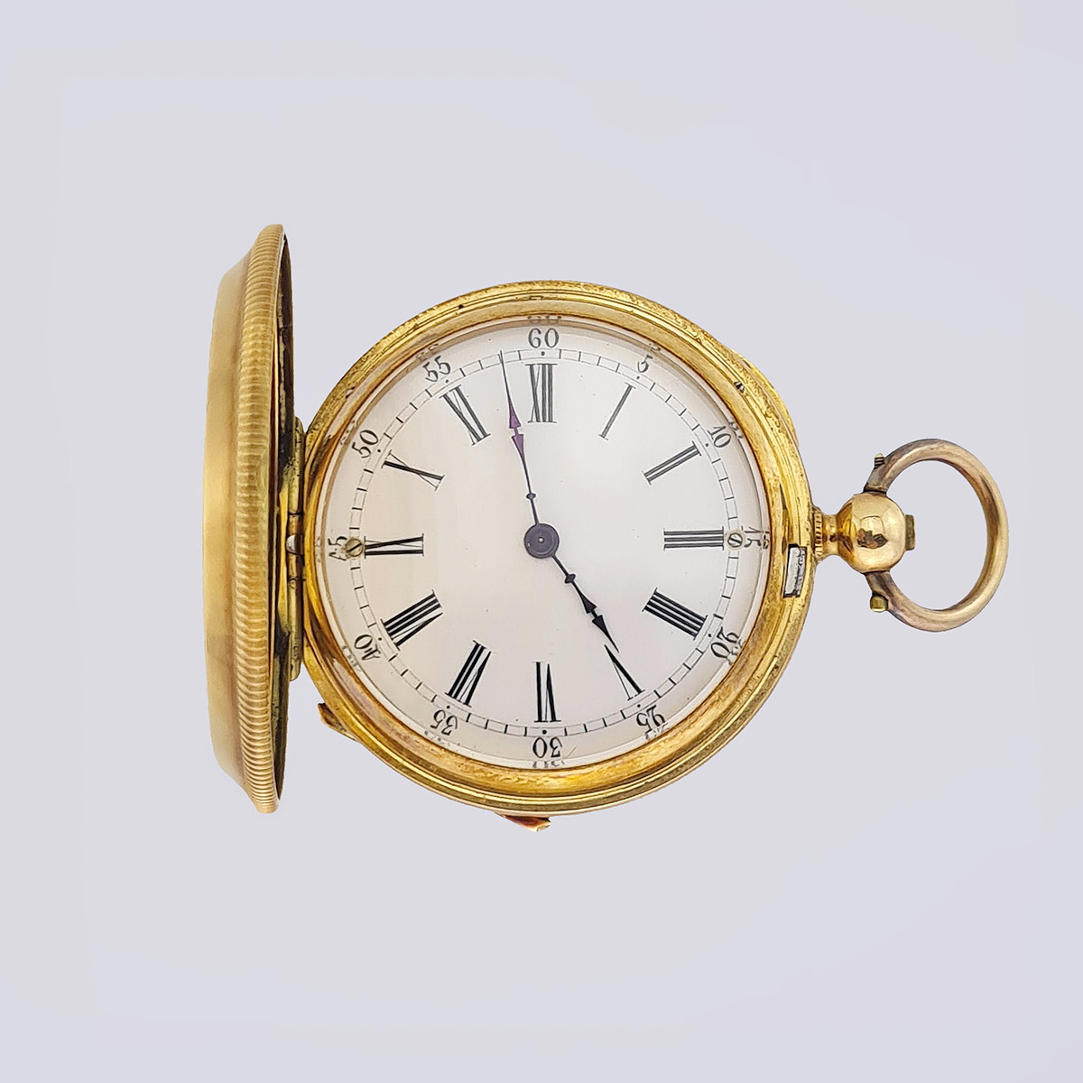Карманные часы из золота 56 пробы с синей эмалью и 7 алмазами (Российская Империя, 19 век)