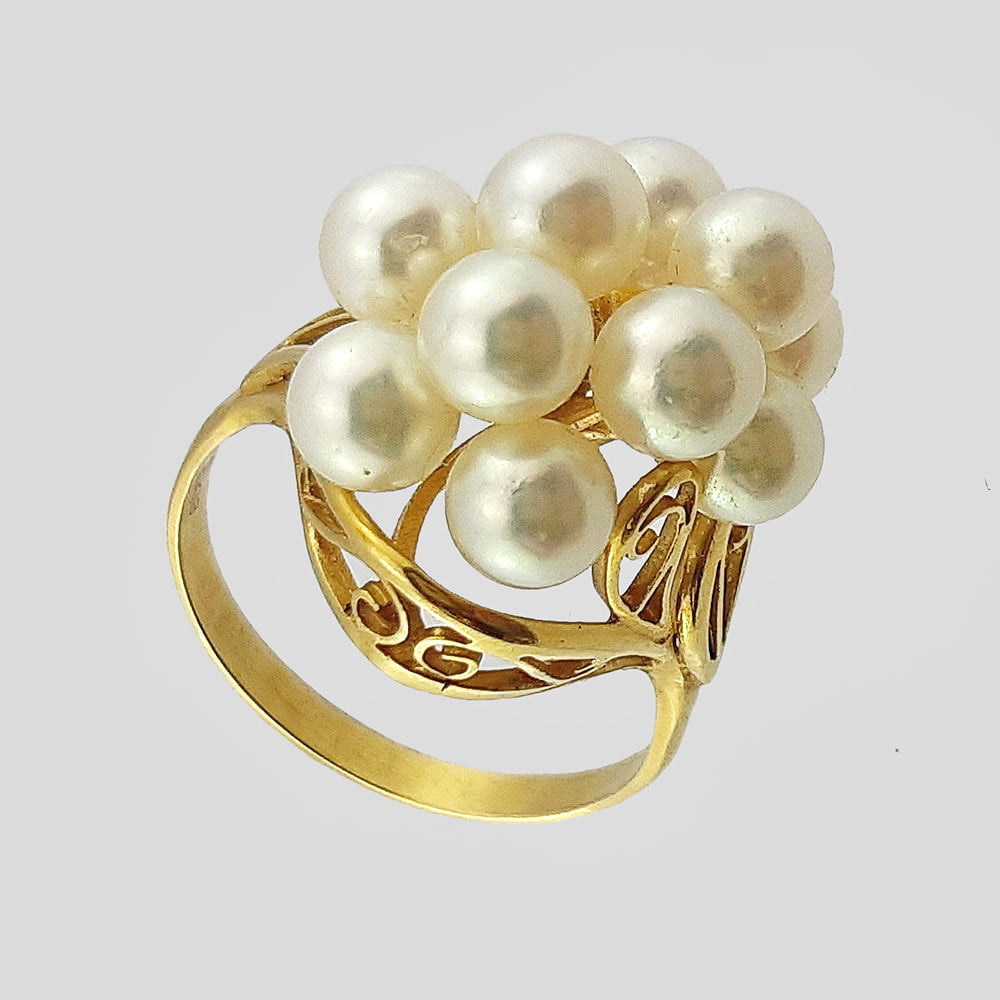 Японское кольцо Mikimoto с морским жемчугом 20 века
