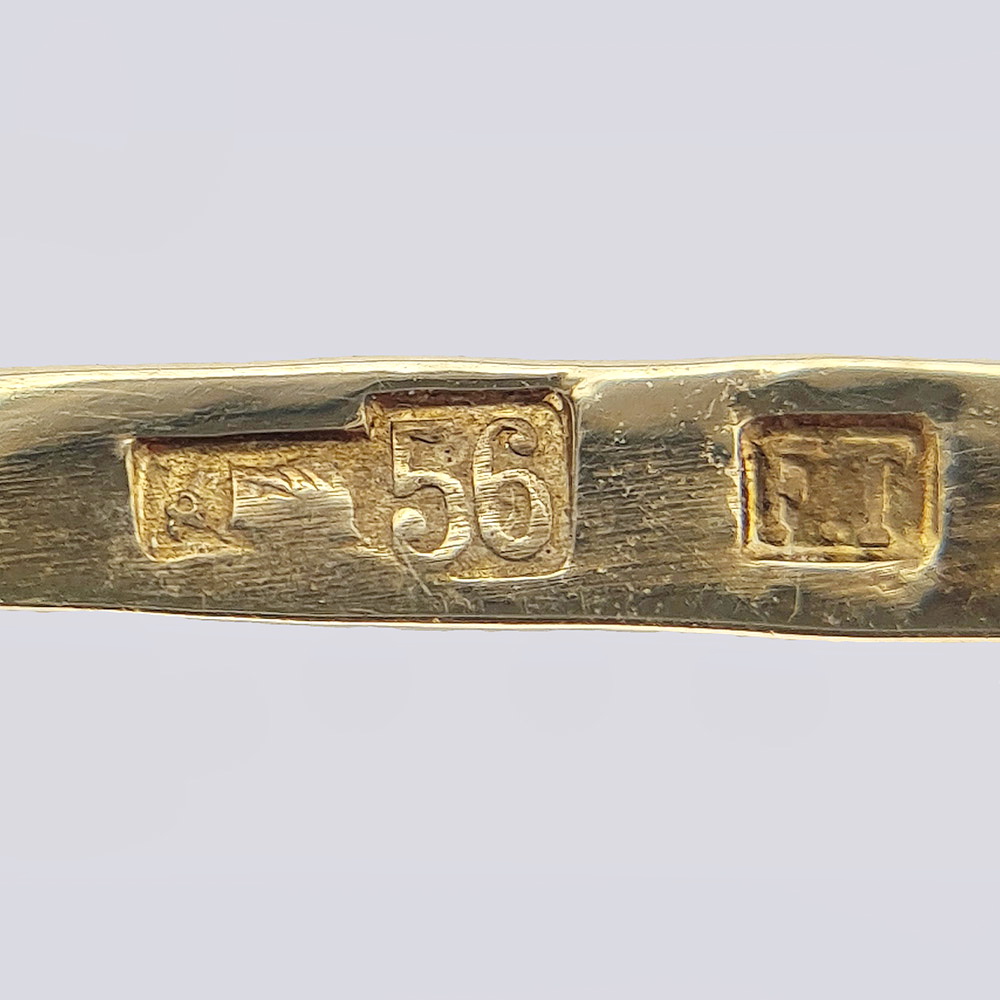 Серьги-подвески из золота 56 пробы с бриллиантами старой огранки