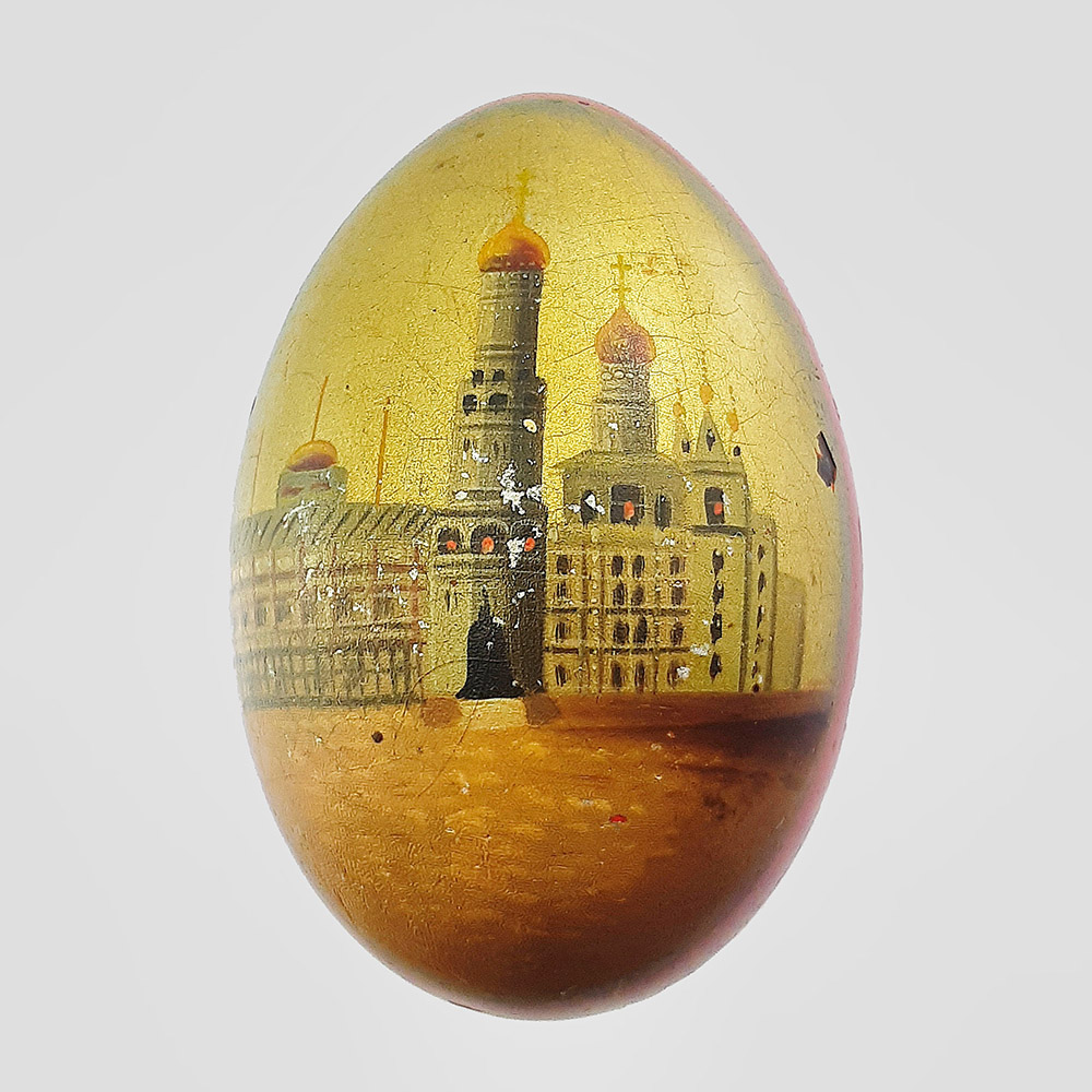 Двустороннее яйцо - шкатулка из дерева конца 19 века
