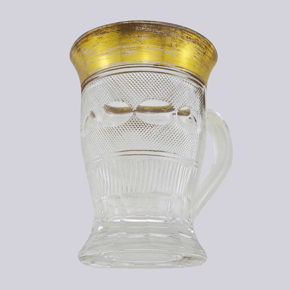 Кружка из гранённого стекла с золотым ободком ИСЗ