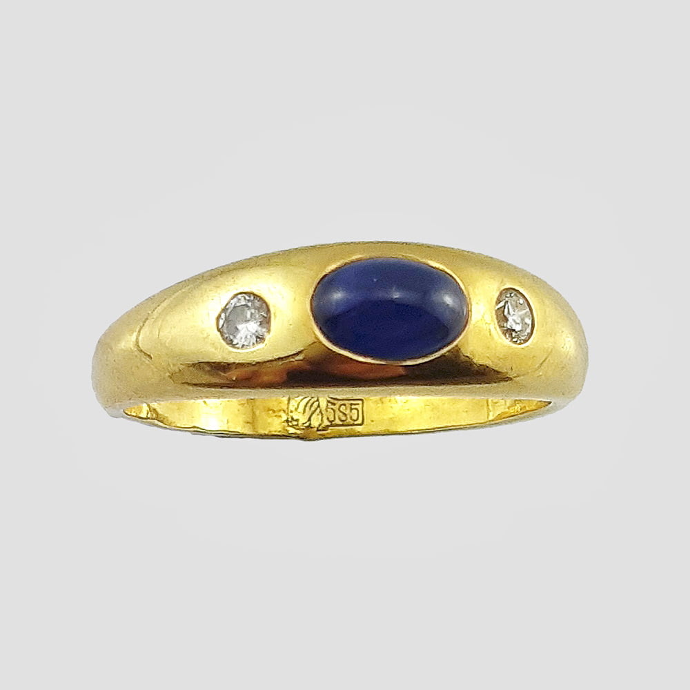 Кольцо с сапфиром и бриллиантами из золота 585 пробы 19 век купить в Москве