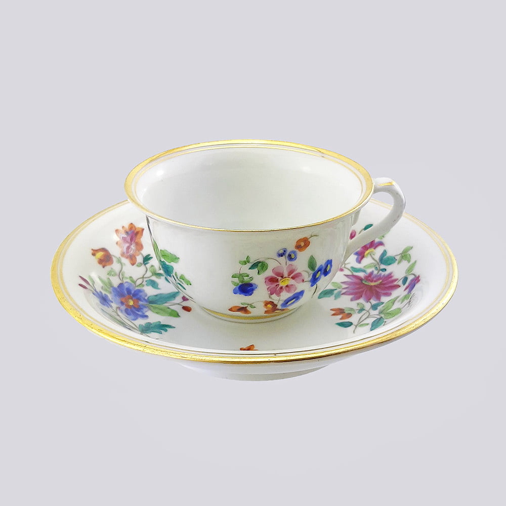 Чайная пара из фарфора 19 век (ИФЗ Николая Первого, Российская Империя)