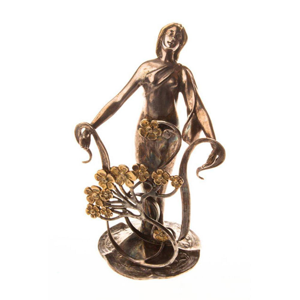 Авторская статуэтка-визитница «Весна» из серебра 925 пробы