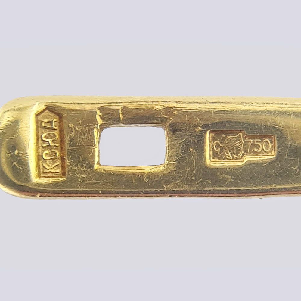 Серьги-подвески с демантоидами из золота 750 пробы
