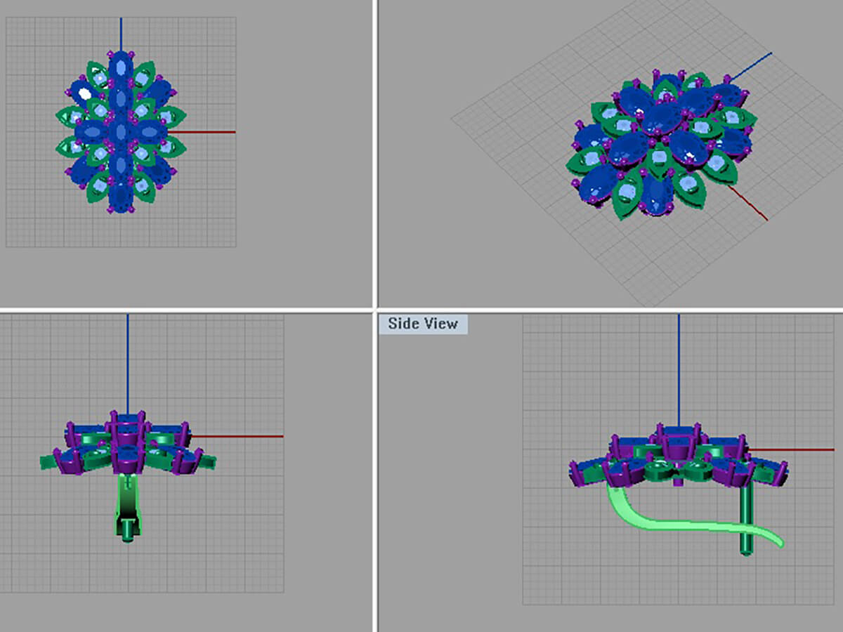 3D-моделирование серьги во всех плоскостях