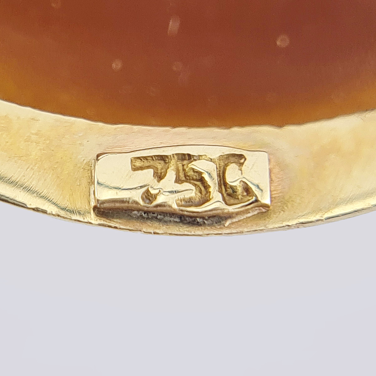 Золотая брошь-подвеска 750 пробы камея на раковине