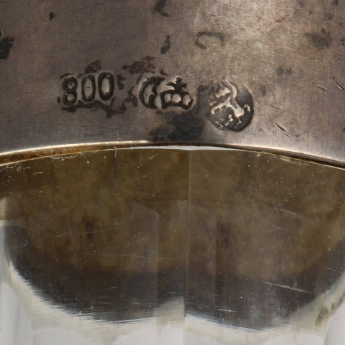 Графин из хрусталя с серебряным горлом 800 пробы 19 века