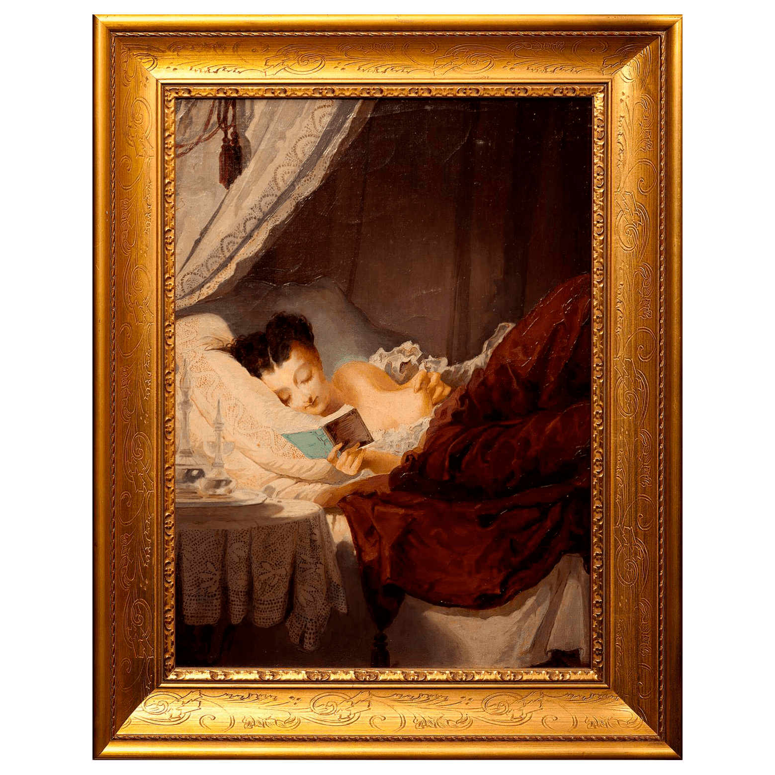 Картина «Чтение» неизв. художник Зап. Европы конца 19 века, холст, масло
