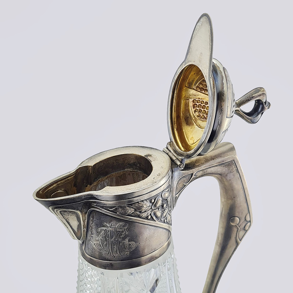 Графин для воды хрусталь серебро 800 пробы в стиле модерн 