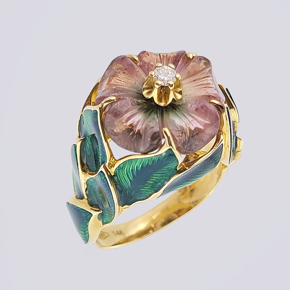 Авторское кольцо «Цветок» из золото 585 пробы