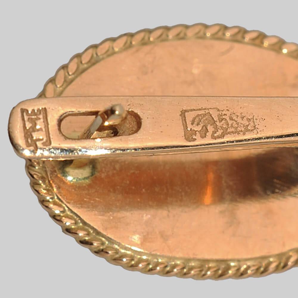 Серьги подвески с камеями из золота 585 пробы 20 века (Италия)