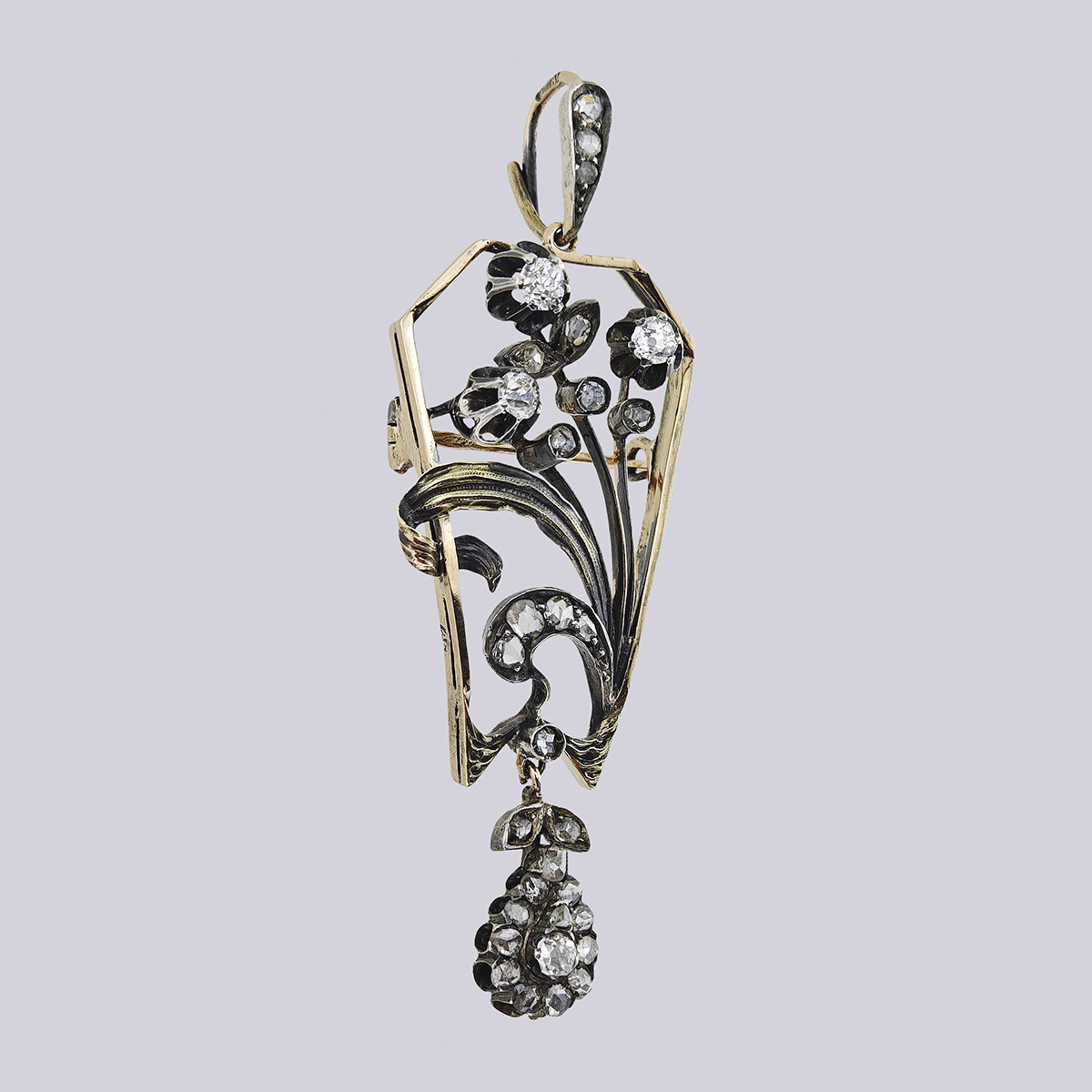 Подвеска золотая 56 пробы в стиле модерн с бриллиантами