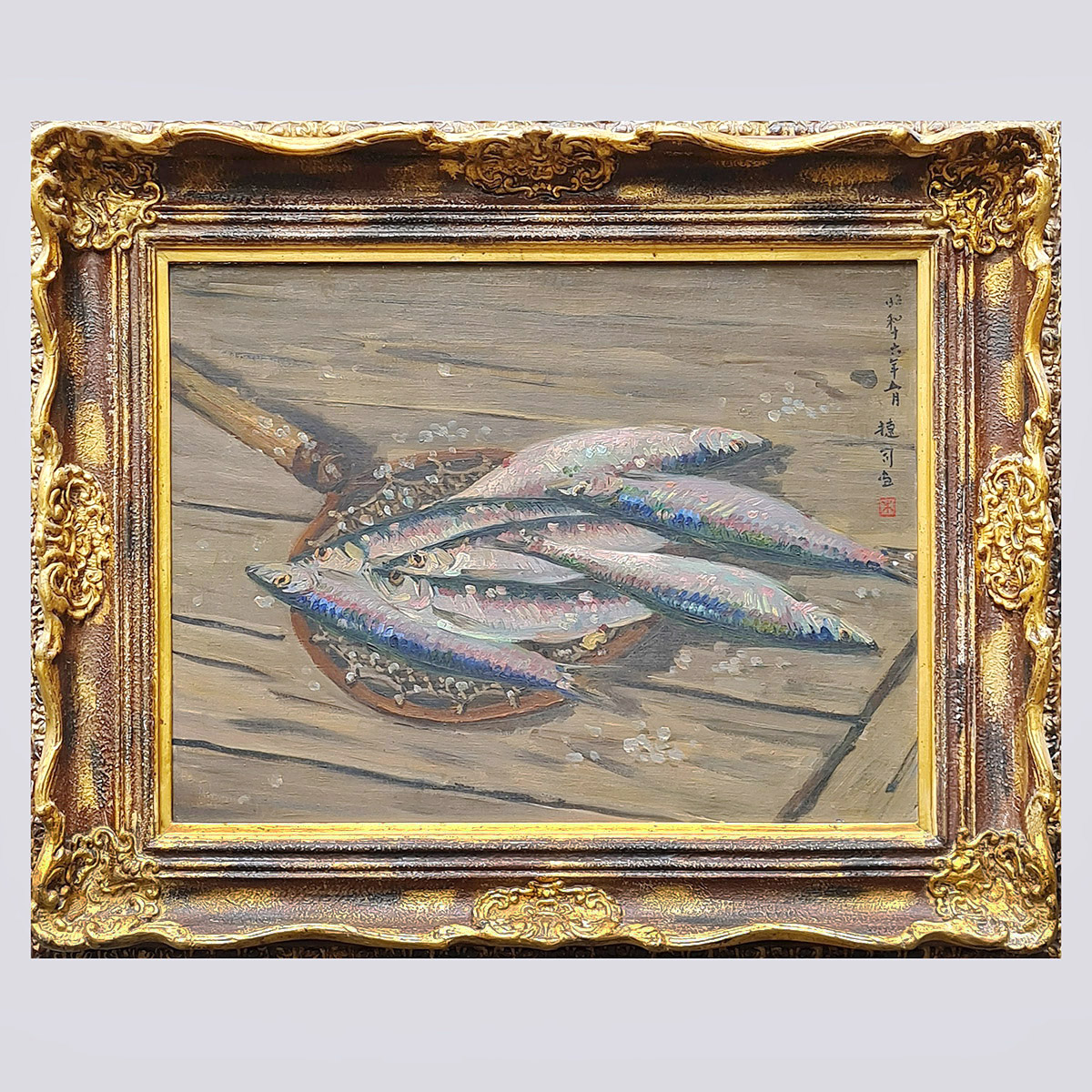 Картина «Рыбы» японского художника 20 в., холст, масло