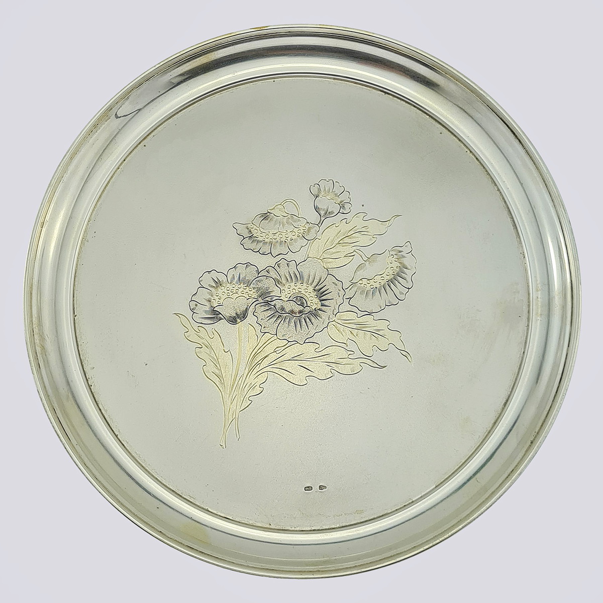 Набор для коньяка графин,поднос и 6 рюмок серебро 875 пробы 