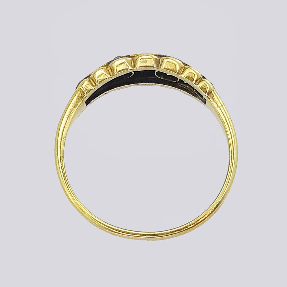 Золотое кольцо «дорожка» с изумрудами и бриллиантами 